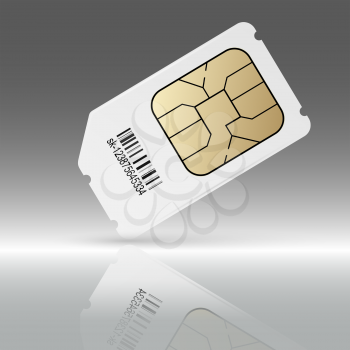 Phone sim card with reflection
