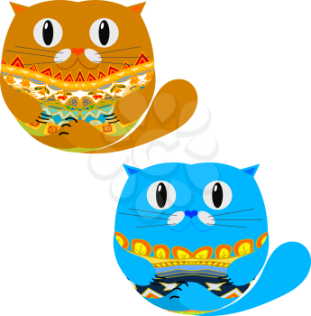 Two Cute Cat. Vector illustration