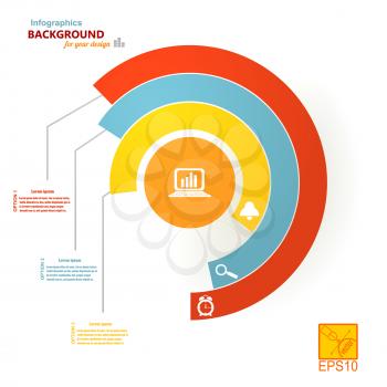 Set on a colorful infographic semicircles