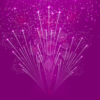 Purple abstract background with fireworks. Vector illustration.