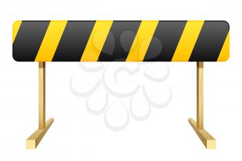 Barrier isolated on white background. Black and yellow stripe. Vector illustration.