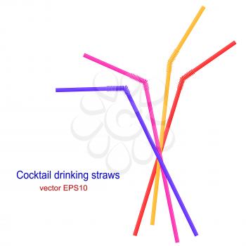 Set of bright cocktail straws isolated on white background. Vector illustration.