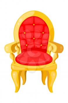 Bright red chair with highlights and shadows isolated on white background. Vector illustration. 