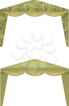 Military tents on a white background. Vector illustration