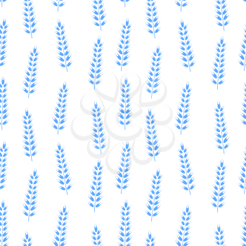 Seamless background with blue ornament. Gzhel style. Spikelet. Vector illustration. 