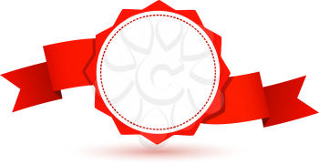 Design element--emblem with a red ribbon. Vector illustration