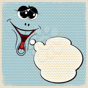 Speech Buble with the laughing face in Pop-Art retro Style