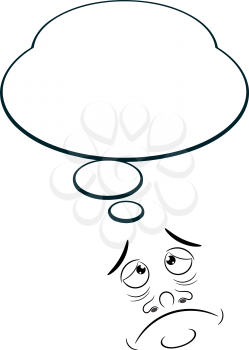 Sad Cartoon with bubble isolated on white background. Vector illustration.
