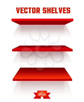 Empty red shelf on a white background. The elements of your design. Vector illustration
