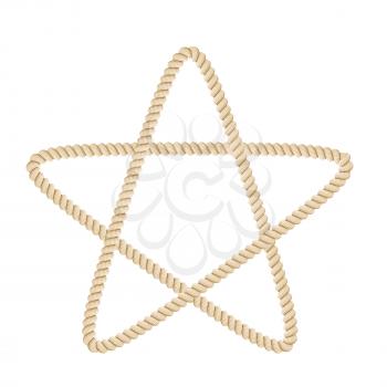 Rope star. Decorative element. Vector illustration.