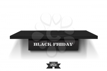 Black realistic shelf banner. Black Friday. Vector illustration