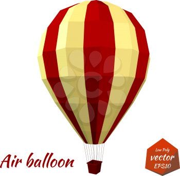 Air balloon isolated on white background. Vacation, travel, flight. Green tourism. Low poly style. Vector illustration.