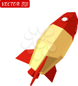 Yellow rocket isolated on white background. Business, startup. Flat style. Vector illustration.