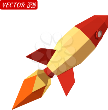 Rocket isolated on white background. Business, startup. Flat style. Vector illustration.