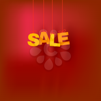 Red background with sales. Vector illustration