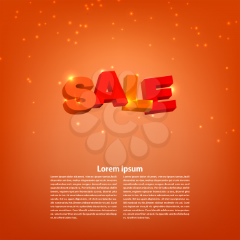 Sale on a red background with text. Design element. Vector illustration
