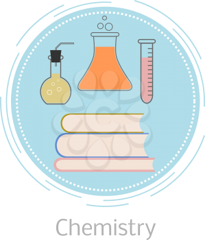 Flat chemistry icons. Design elements for mobile and web applications. Vector illustration