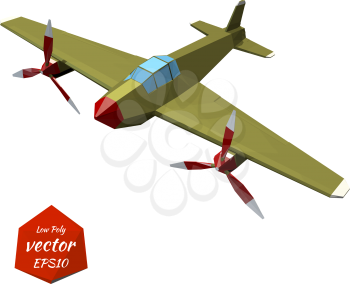 Retro plane on a white background. The twin-engine fighter. Vintage. Vector illustration.