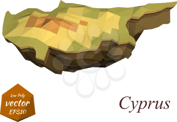 Island Cyprus in the low poly style. Vector illustration
