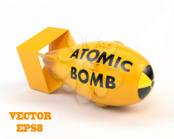 Yellow atomic bomb on a white background. Vector illustration