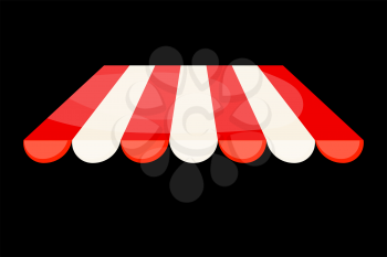 Striped tent on a black background. Vector illustration.