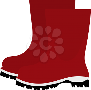 Vector illustration of abstract red rubber boots on a white background. Autumn shoes on a white background. Isolated object