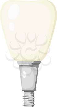 Vector illustration of a prosthetic tooth. Cartoon style prosthetic tooth on a white background. 
Dental operation
