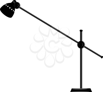 Black image of modern floor lamp on a white background. Stock vector illustration