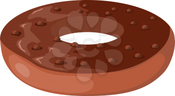 Donut with chocolate icing. Vector cartoon  illustration. Donut on a white background. 
Donuts logo. Vector picture with donut