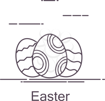 Three Easter eggs on a white background. Line style. Vector illustration