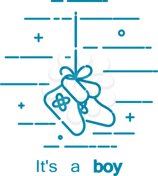 Vector illustration of boy's birthday concept. Vector abstract icon drawing of small shoes