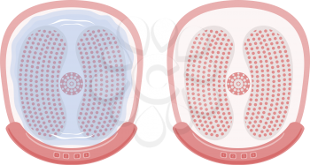 Vector illustration of a device for hydromassage of feet. Vibration bath for feet hydromassage. Cartoon style