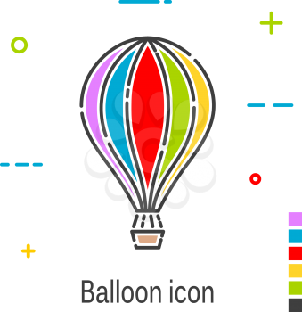 Color balloon in a linear style. Line icon isolated on white background. Vector illustration.