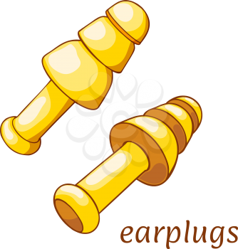 Ear plugs on a white background. Hearing protection earplugs in Cartoon style. Vector illustration