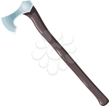 Ax with a wooden handle. Vector color illustration of a one axe cartoon style on a white background. Tool carpenter. Design Element