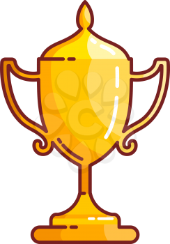 Color image of a yellow gold sport cup on a white background. Vector illustration