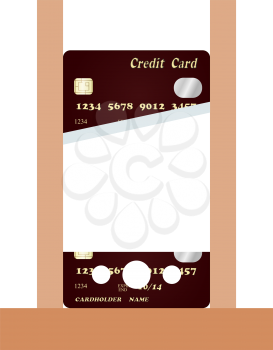 Abstract guillotine in the form of a credit card. Concept of loan and debt pit, finance and business. Vector illustration