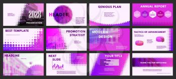 Purple Business backgrounds of digital technology. Violet Colored elements for presentation templates. Leaflet Annual report cover design. Banner brochure layout design. Flyer. Vector illustration