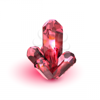 Realistic red crystal on white background nature element vector illustration