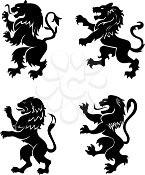 Royalty Free Clipart Image of Lion Silhouettes