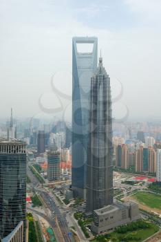 Beautiful cityscape the district Pudong of Shanghai