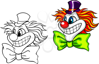 Head of happy circus clown. Vector illustration