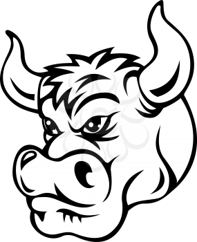 Danger bull in cartoon style. Vector illustration