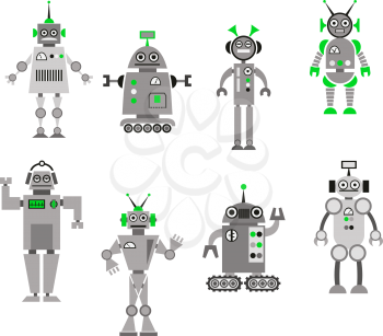 Set of abstract cartoon robots. Vector illustration
