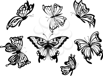 Beautiful butterflies set for design. Vector illustration