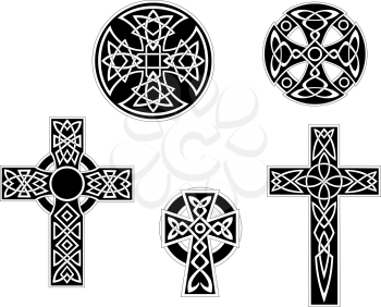 Set of vintage irish celtic crosses. Vector illustration