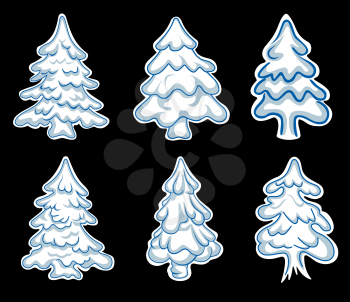 Set of chistmas pines for holiday design. Vector illustration