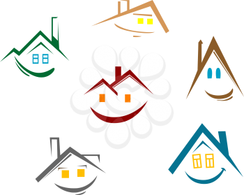 Set of house symbols for real estate design. Vector illustration