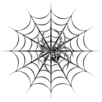 spider on web for tattoo. Vector illustration
