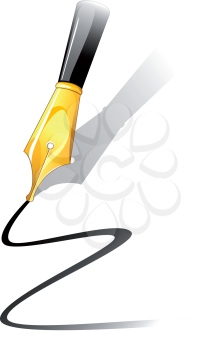 Ink pen with gold weather. Vector illustration